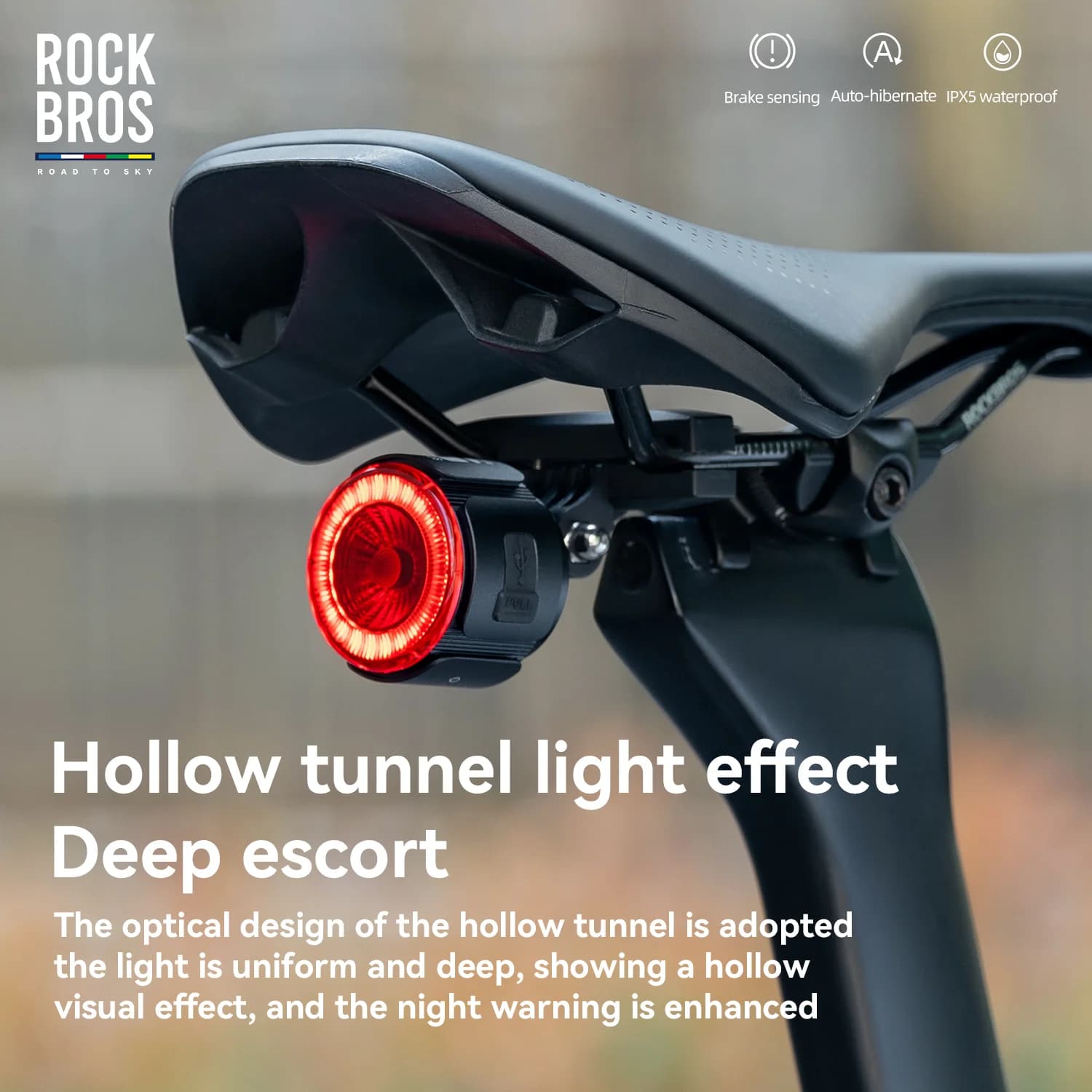 スマートブレーキ感知 アルミ製自転車テールライト