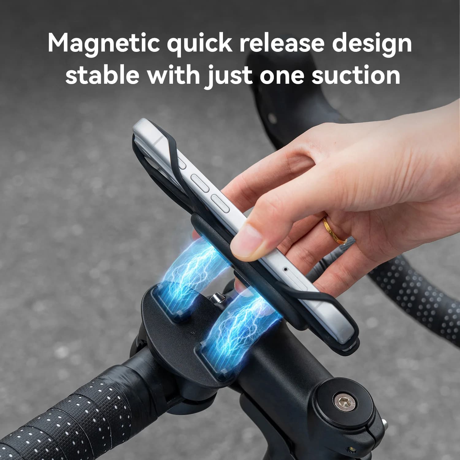マグネット式シリコン クイックリリース対応 バイク用スマホホルダー