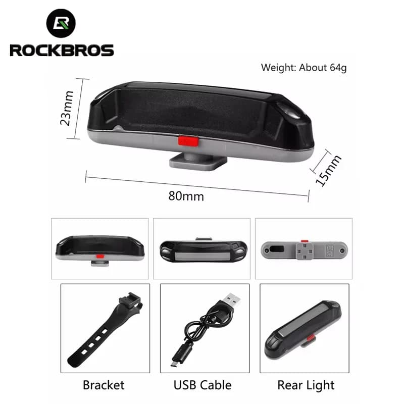 USB充電式 LED 自転車用 リアライト